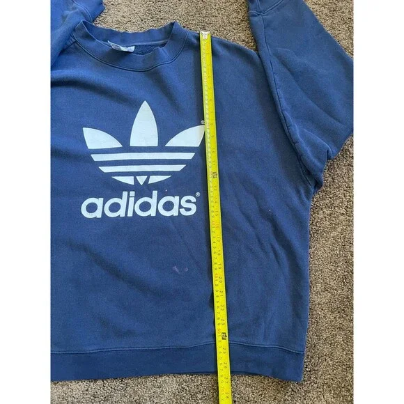 Adidas Fleece Lined Crewneck Long Sleeve Pullover Navy Blue Sweatshirt - Size XL - Picture 6 of 6